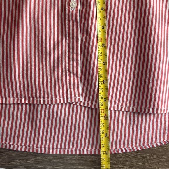 Andrew Marc Button Down Shirt Red White Striped Embroidered Long Sleeve L - Picture 7 of 9
